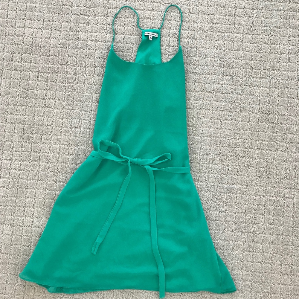 Teal Strap Dress with waist tie